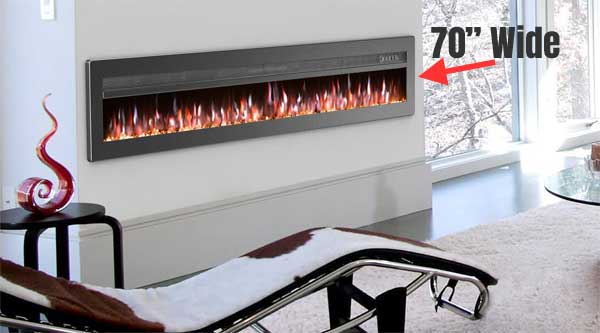 70 Inch Long Electric Fireplace in Wall - Contemporary Style