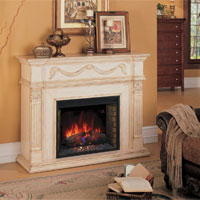 Antique White Gossamer Fireplace in Country Home