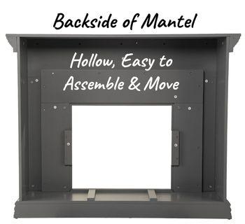 Backside of Fireplace Mantel - Hollow, Lightweight, Easy to Move and Asemble