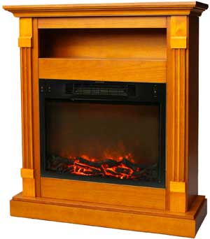 Cambridge Sienna Contemporary Electric Fireplace with Teak Wood Mantel