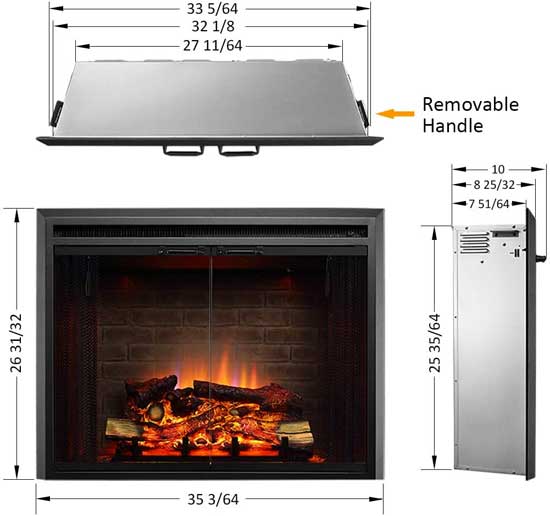 Crackling Fireplace Dimensions for Recessing into Wall or Existing Mantel