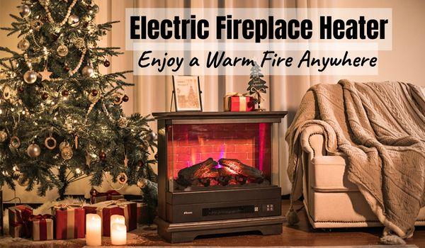 Electric Fireplace Heater is Lightweight,  Portable and Plugs into the Wall 