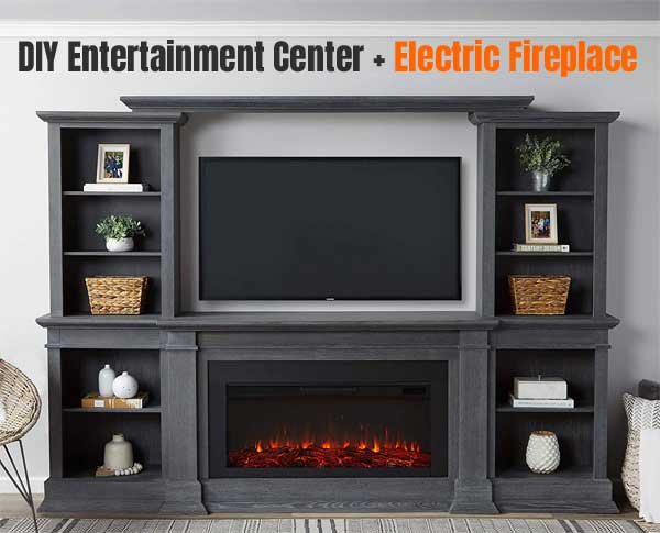 Monte Vista Antique Grey Entertainment Center with Fireplace