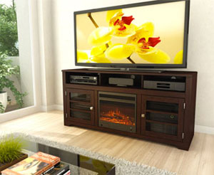 Electric Fireplace Media Console in Family Room