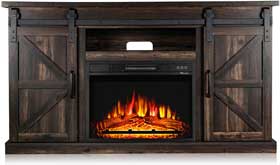 Fireplace Storage Cabinet Entertainment Center with Sliding Barn Doors