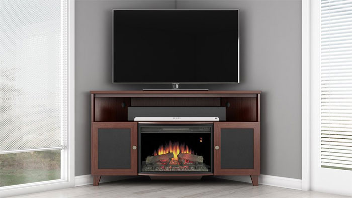 Furnitech Corner Electric Fireplace with TV Stand