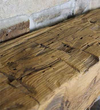 Hand Hewn Beam Mantel for Fireplace