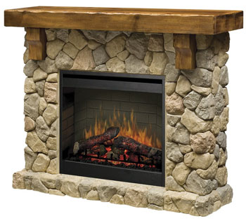 Pine and Stone Electric Fireplace