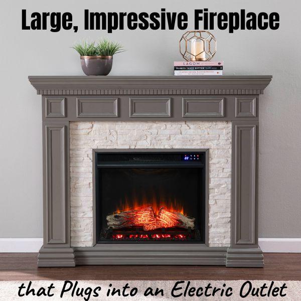 Plug-in Electric Fireplace is Large and Impressive, Yet Easy and Cheap to Install 