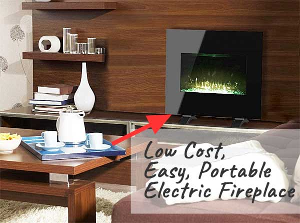 Electric Portable Fireplace Your Can Hang on a Wall or Use Freestanding - Low Cost, Easy to Set Up