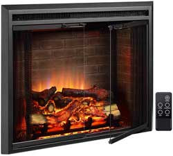 Puraflame Klaus Crackling Fireplace that Recesses and Plugs into Your Existing Mantel