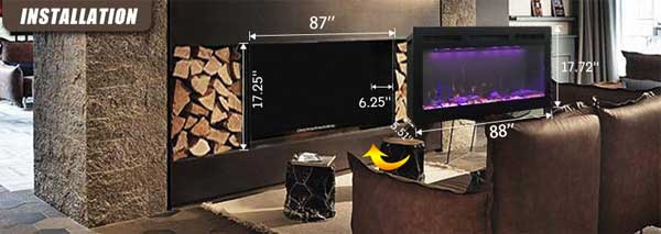 Slim Design Recessed Fireplace Installation