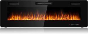 Tangkula 60-inch Electric Fireplace with Multi-Color Flames