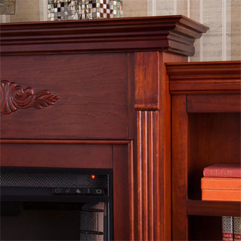 Intricate Molding of the Tennyson Electric Fireplace with Bookcase