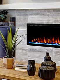 Touchstone Sideline Elite Recessed Electric Fireplace with Changing Colored Flames