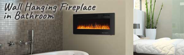 Electric Wall Fireplace in Bathroom - Recess into Wall or Hang on Wall