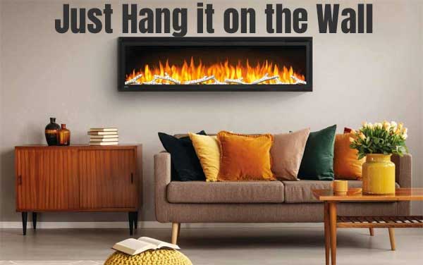 Wall Hanging Electric Fireplace - Just Plug it In or Hard Wire it